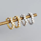 925 Silver Circle Hoop Stud Earrings Cubic Zircon Wedding Earring