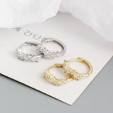 925 Silver Circle Hoop Stud Earrings Cubic Zircon Wedding Earring