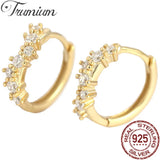 925 Silver Circle Hoop Stud Earrings Cubic Zircon Wedding Earring