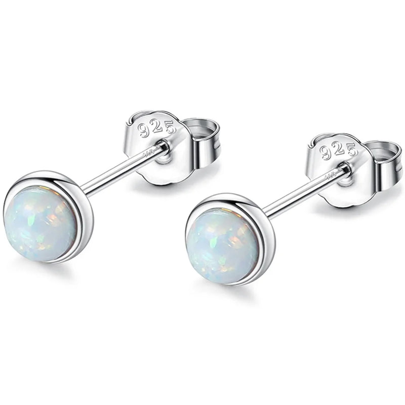 925 Silver Fire Opal Stud Earrings for Women Wedding Earring