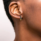 925 Silver CZ Hoop Earrings Men Women Huggie Stud 10mm Round Click-Top