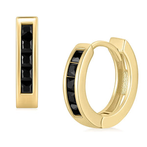 925 Silver CZ Hoop Earrings Men Women Huggie Stud 10mm Round Click-Top