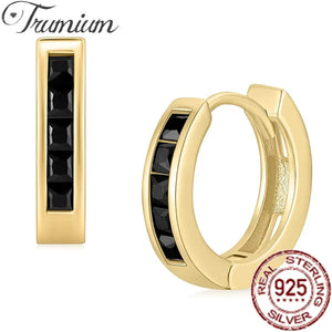 925 Silver CZ Hoop Earrings Men Women Huggie Stud 10mm Round Click-Top