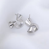 925 Silver Twisted Metal Stud Earrings for Women Statement Vintage Jewelry