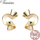 925 Silver Twisted Metal Stud Earrings for Women Statement Vintage Jewelry