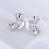 925 Silver Twisted Metal Stud Earrings for Women Statement Vintage Jewelry