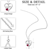 925 Silver Ruby Heart Pendant Necklace for Women Mom, Birthday Gift