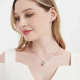 925 Silver Ruby Heart Pendant Necklace for Women Mom, Birthday Gift