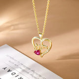 925 Silver Ruby Heart Pendant Necklace for Women Mom, Birthday Gift