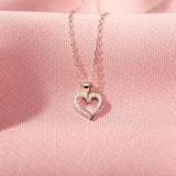 925 Silver Heart-Shaped Zircon Pendant Necklace for Women