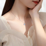 925 Silver Planet Cat Necklace with Moostone for Women