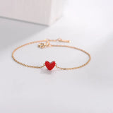 925 Silver Red Heart O Chain Bracelet Bangle Romantic Charm for Women