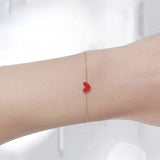 925 Silver Red Heart O Chain Bracelet Bangle Romantic Charm for Women