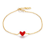 925 Silver Red Heart O Chain Bracelet Bangle Romantic Charm for Women