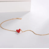 925 Silver Red Heart O Chain Bracelet Bangle Romantic Charm for Women