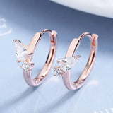 925 Silver Rose Zircon Hoop Earrings Geometric CZ Jewelry