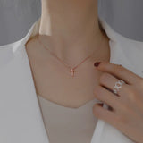 925 Silver Cross Pendant Necklace for Women Bohemian Jewelry