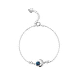 925 Silver Star Moon Pendant Bracelet with Zirconia