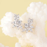 925 Silver Stud Earrings 5A Zirconia Rhinestone Cluster Hypoallergenic Women