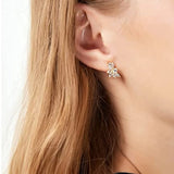 925 Silver Stud Earrings 5A Zirconia Rhinestone Cluster Hypoallergenic Women
