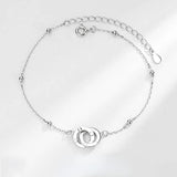 925 Sterling Silver Double Circle Charm Bracelets for Women Bangle