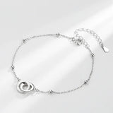 925 Sterling Silver Double Circle Charm Bracelets for Women Bangle