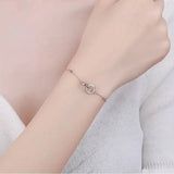 925 Sterling Silver Double Circle Charm Bracelets for Women Bangle