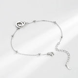 925 Sterling Silver Double Circle Charm Bracelets for Women Bangle