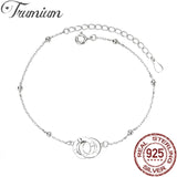 925 Sterling Silver Double Circle Charm Bracelets for Women Bangle