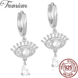 925 Silver Evil Eye Earrings Zircon Drop Earrings