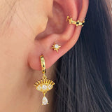 925 Silver Evil Eye Earrings Zircon Drop Earrings