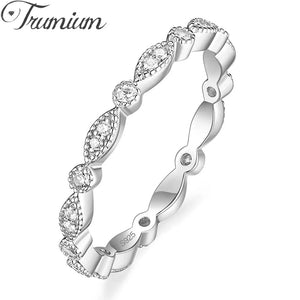 925 Silver Wedding Band CZ Marquise Eternity Stackable Ring