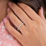 925 Silver Wedding Band CZ Marquise Eternity Stackable Ring