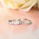 925 Silver Wedding Band CZ Marquise Eternity Stackable Ring