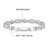 925 Silver Wedding Band CZ Marquise Eternity Stackable Ring