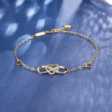 925 Silver Infinity Heart Diamond Bracelet for Women