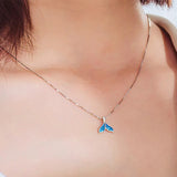 925 Sterling Silver Whale Tail Necklace Nautical Choker Charm Mermaid Pendant