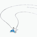 925 Sterling Silver Whale Tail Necklace Nautical Choker Charm Mermaid Pendant