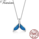925 Sterling Silver Whale Tail Necklace Nautical Choker Charm Mermaid Pendant