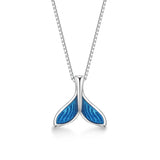 925 Sterling Silver Whale Tail Necklace Nautical Choker Charm Mermaid Pendant