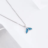 925 Sterling Silver Whale Tail Necklace Nautical Choker Charm Mermaid Pendant