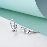 925 Silver Long Tail Cat Hoop Earrings Zircon Wedding Jewelry