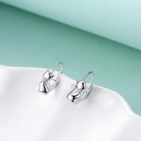 925 Silver Long Tail Cat Hoop Earrings Zircon Wedding Jewelry