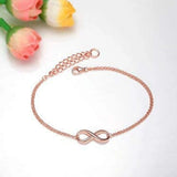 925 Silver Infinity Link Chain Angel Wings Bracelet for Women