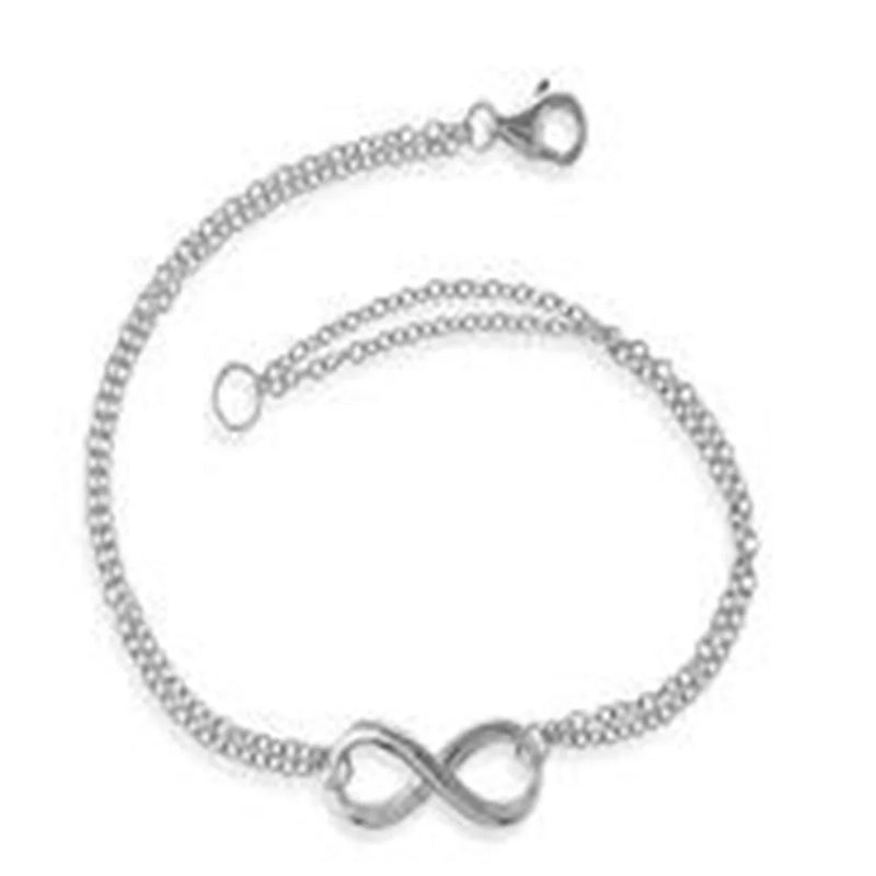 925 Silver Infinity Link Chain Angel Wings Bracelet for Women