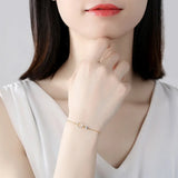 925 Silver Bracelet Women CZ Circle Charm Chain Link Jewelry