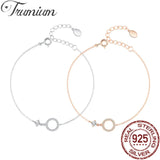 925 Silver Bracelet Women CZ Circle Charm Chain Link Jewelry