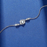 925 Silver Moonstone Feather Bracelet Romantic Zircon Jewelry