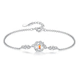 925 Silver Moonstone Feather Bracelet Romantic Zircon Jewelry