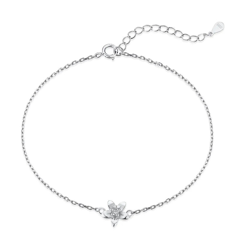 925 Silver Plum Bossom Bracelets Flower Zircon Sweet Fine Jewelry